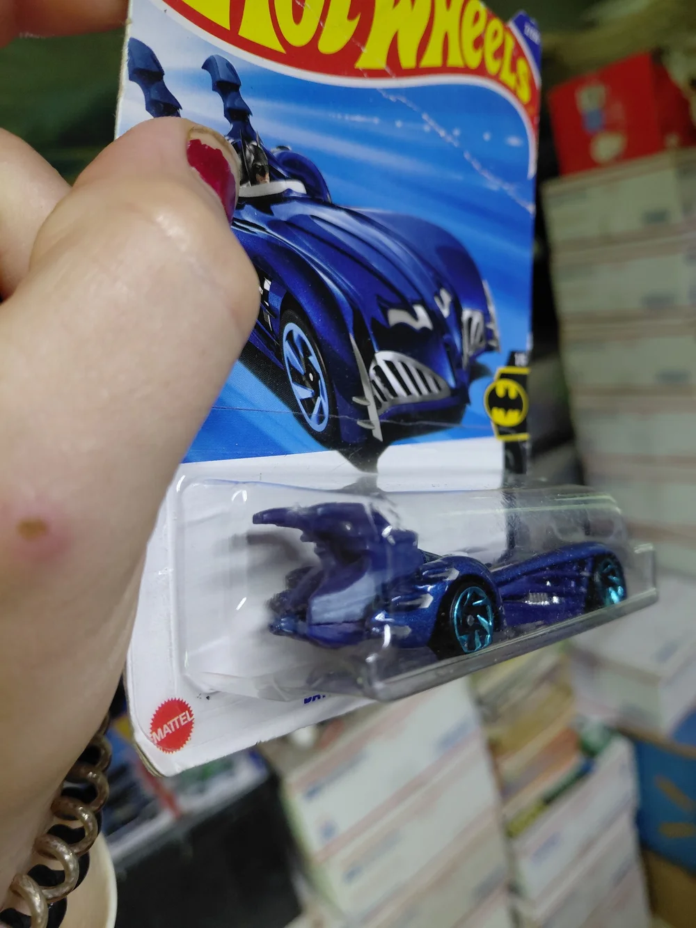 the Hot Wheels 2025 Batman & Robin Batmobile (2/250, Batman 1/5), blue midnight